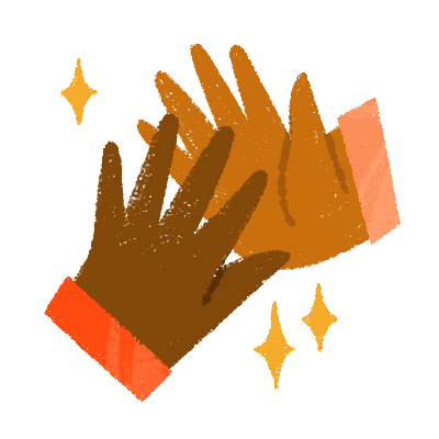 Illustration of two hands high fiving