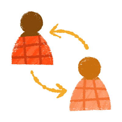 Illustration of two people connected by arrows